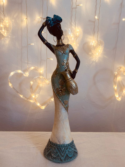 Africana verde esmeralda y dorado