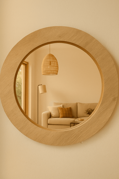 Espejo redondo madera